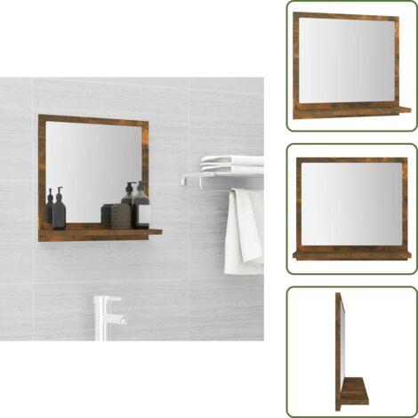 The Living Store Specchio da Bagno Rovere Fumo 40x10,5x37cm in Legno Multistrato - Specchio in legno