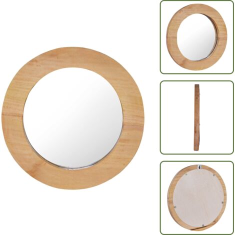 The Living Store Specchio da Parete 40 cm in Legno di Teak Rotondo - Specchio da parete