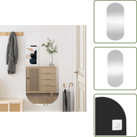 The Living Store Specchio da Parete 45x100 cm Vetro Ovale - Specchio per trucco
