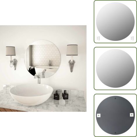 The Living Store Specchio da Parete 50 cm in Vetro Circolare - Specchio rotondo