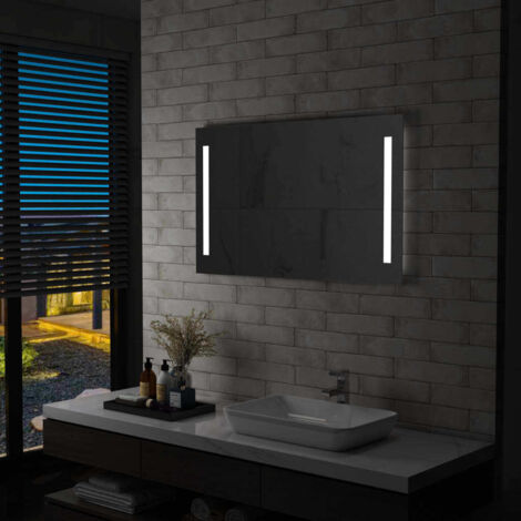 The Living Store Specchio da Parete a LED per Bagno 100x60 cm - Illuminazione da bagno