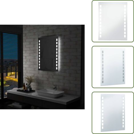 The Living Store Specchio da Parete a LED per Bagno 60x80 cm - Illuminazione da bagno