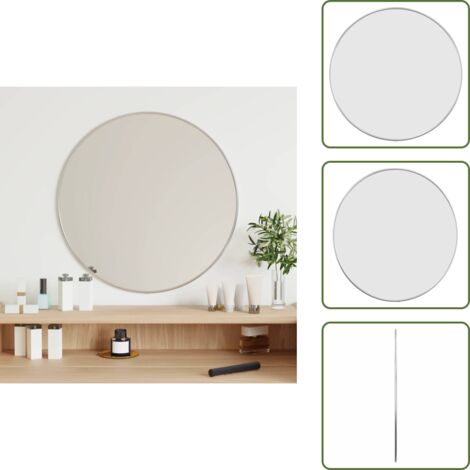 The Living Store Specchio da Parete Argento Ø 50 cm Rotondo - Specchio argento