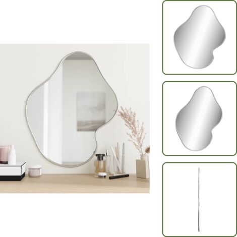 The Living Store Specchio da Parete Argento 60x50 cm - Specchio argento