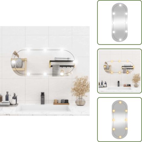 The Living Store Specchio da Parete con Luci LED 35x80 cm Vetro Ovale - Luci LED per specchio