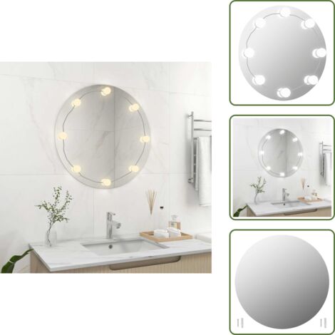 The Living Store Specchio da Parete Rotondo con Luci LED in Vetro - Luci LED