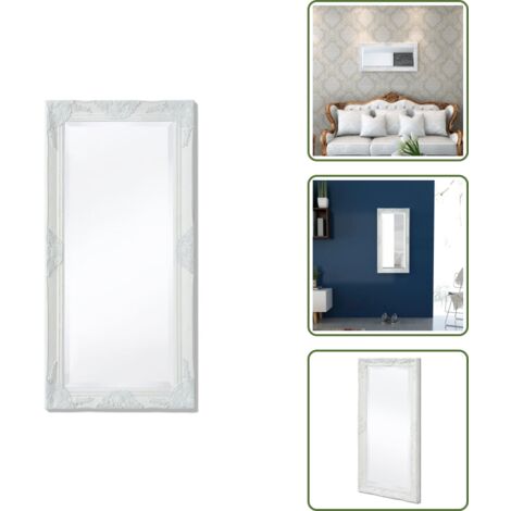 The Living Store Specchio da Parete Stile Barocco 100x50 cm Bianco - Specchio barocco