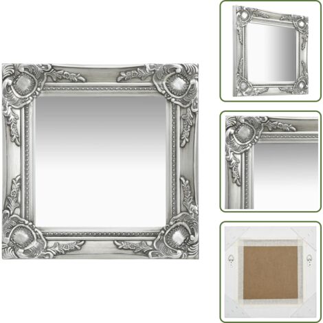 The Living Store Specchio da Parete Stile Barocco 40x40 cm Argento - Specchio barocco