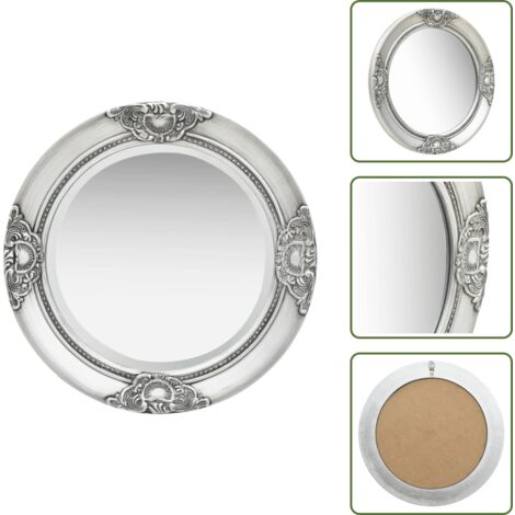 The Living Store Specchio da Parete Stile Barocco 50 cm Argento - Specchio barocco