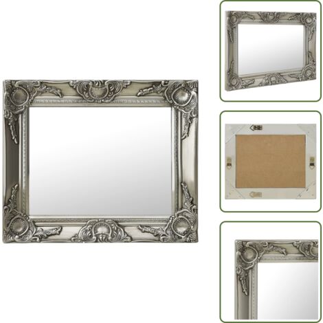 The Living Store Specchio da Parete Stile Barocco 50x40 cm Argento - Specchio barocco