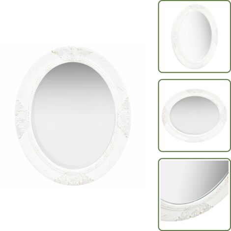 The Living Store Specchio da Parete Stile Barocco 50x60 cm Bianco - Specchio barocco