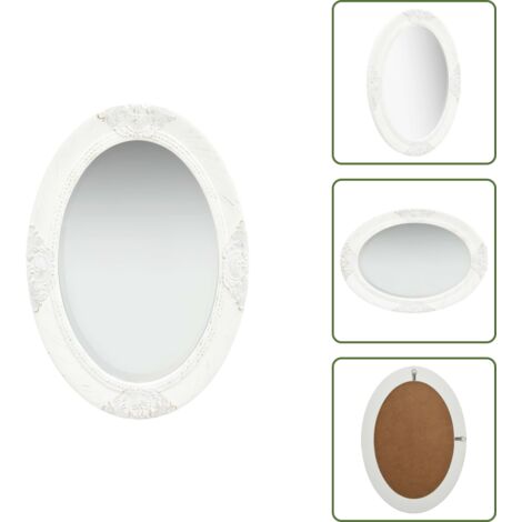 The Living Store Specchio da Parete Stile Barocco 50x70 cm Bianco - Specchio barocco
