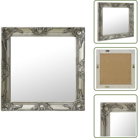 The Living Store Specchio da Parete Stile Barocco 60x60 cm Argento - Specchio barocco