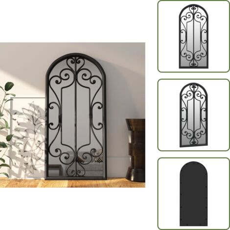 The Living Store Specchio Nero 100x45 cm Ferro per Uso Interno - Specchio nero