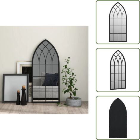 The Living Store Specchio Nero 100x45 cm Ferro per Uso Interno - Specchio nero