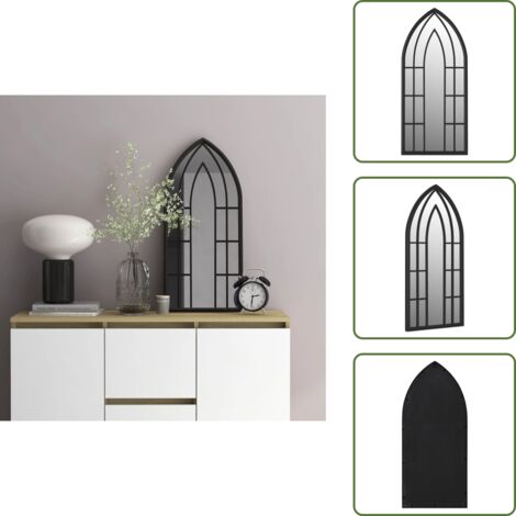 The Living Store Specchio Nero 70x30 cm Ferro per Uso Interno - Specchio nero