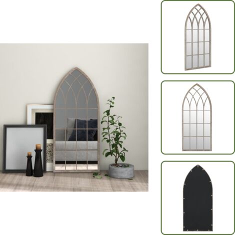 The Living Store Specchio Sabbia 100x45 cm in Ferro per Uso Interno - Specchio in ferro