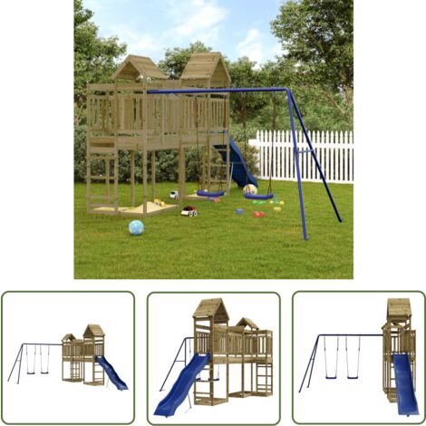 The Living Store Spielturm Imprägniertes Kiefernholz - Holzspielgeräte - Outdoor Spielplatz - Gartenmöbel - Spielhaus - Kinderschwingset