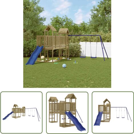 The Living Store Spielturm Imprägniertes Kiefernholz - Holzspielplatz - Gartenspielplatz - Spielturm - Rutsche - Schaukelset