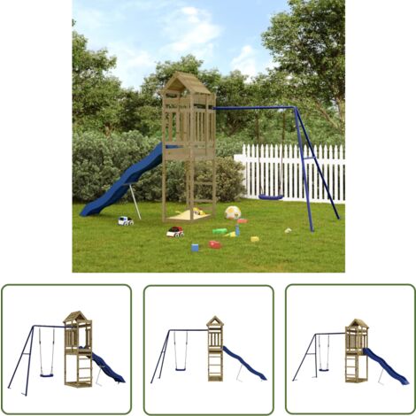 The Living Store Spielturm Imprägniertes Kiefernholz - Holzspielplatz - Spielturm - Kiefernholzspeilplatz - Gartenspielplatz - Kindermöbel