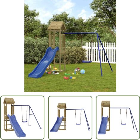 The Living Store Spielturm Imprägniertes Kiefernholz - Holzspielplatz - Spielturm - Kinderspielgeräte - Outdoor Spielset - Rutschen