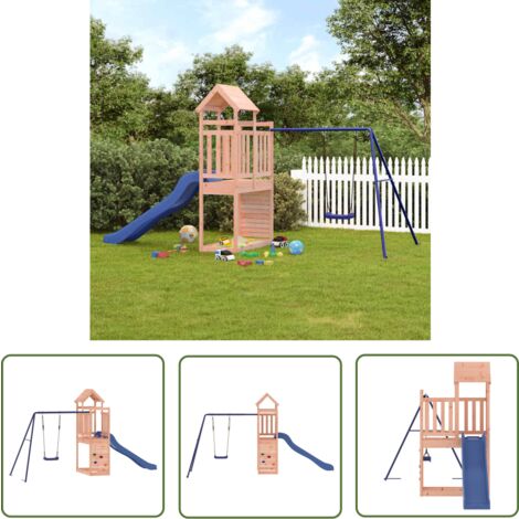 The Living Store Spielturm Massivholz Douglasie - Holzspielplatz - Kletterturm - Rutsche - Schaukelset - Spielgerät