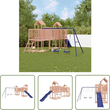 The Living Store Spielturm Massivholz Douglasie - Holzspielplatz - Outdoor Spielgeräte - Kinderspielplatz - Spielturm - Doppel Schaukel Set