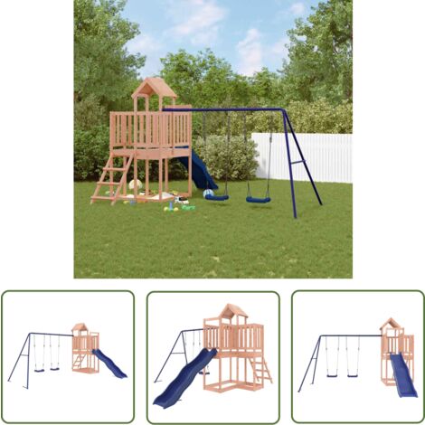 The Living Store Spielturm Massivholz Douglasie - Holzspielplatz - Spielturm - Douglasie - Rutsche - Schaukelset