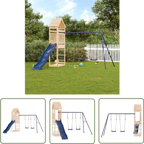 The Living Store Spielturm Massivholz Kiefer - Holzspielplatz - Spielturm - Kiefernholz - Freiluftsspielplatz - Gartenspielplatz