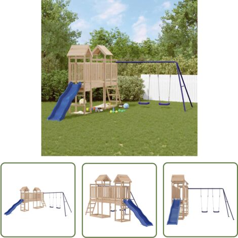 The Living Store Spielturm Massivholz Kiefer - Holzspielplatz - Spielturm - Klettermöglichkeiten - Kinderspielgeräte - Rutschen