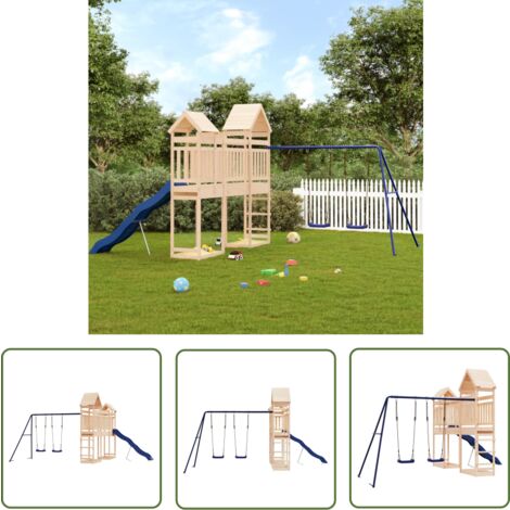 The Living Store Spielturm Massivholz Kiefer - Holzspielplatz - Spielturm - Kletterturm - Kiefernholz - Spielgeräte