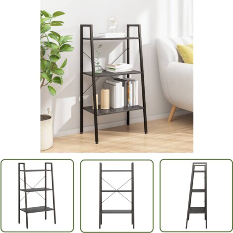 The Living Store Standregal mit 3 Böden Schwarz 56x35x108 cm - Bücherregal - Regalsystem - Stehregal - Aufbewahrungssystem - Wohnzimmer Dekoration