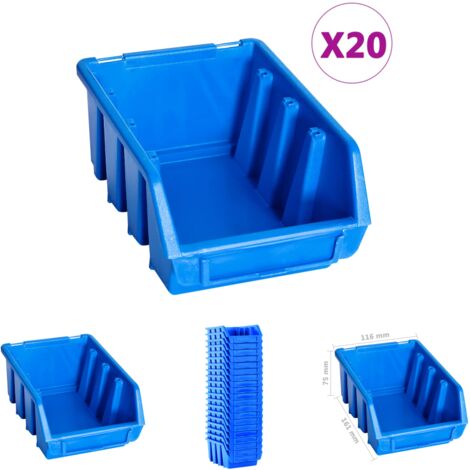 The Living Store Stapelboxen 20 Stk. Blau Kunststoff - Werkzeugkästen