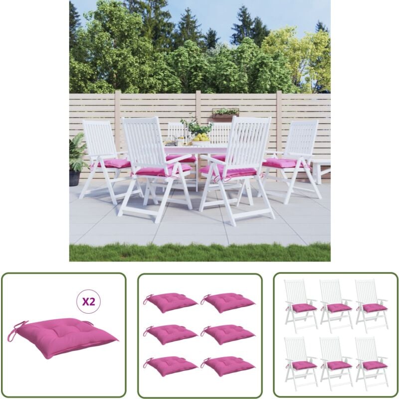Coussins de chaise lot de 6 rose 50x50x7 cm tissu oxford - Coussin De Chaise - Coussin Décoratif - Coussin Extérieur - Coussin Jardin - Coussin