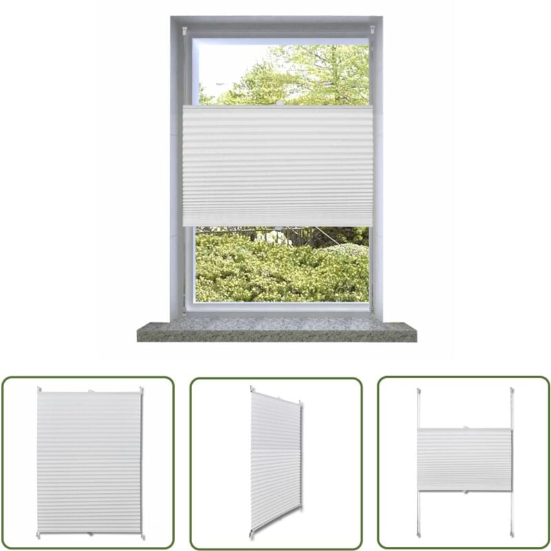 The Living Store - Store plissé 100x200 cm Blanc - Store Plissée - Rideau Intérieur - Decoration Murale - Occultation Lumière - Protection uv