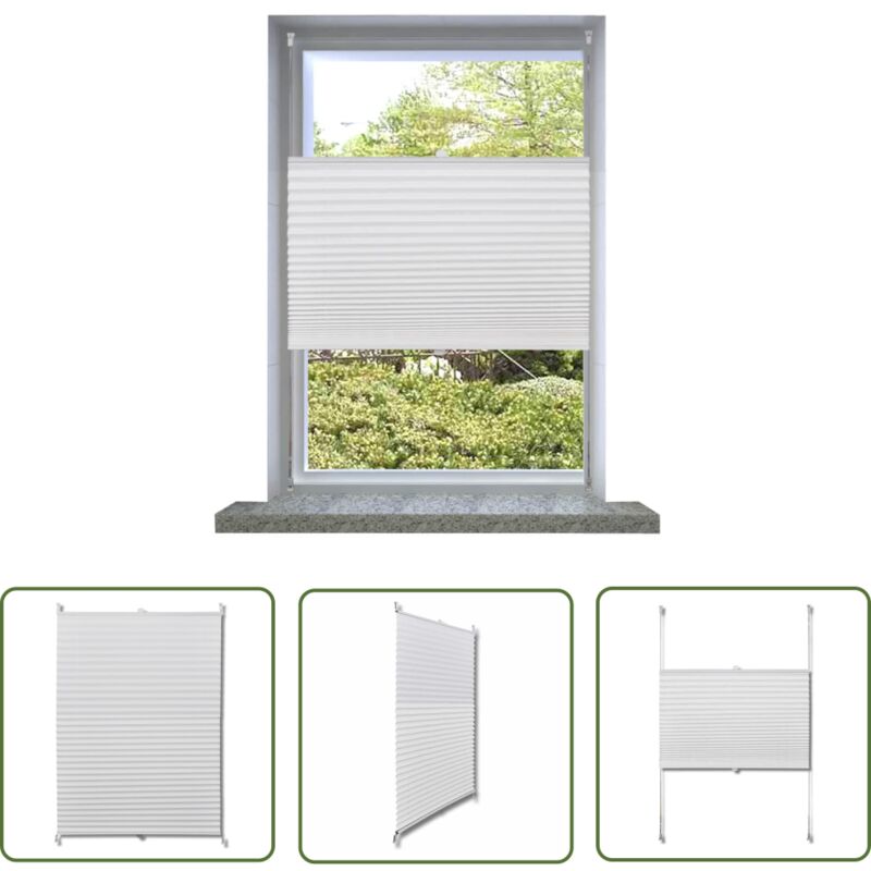 The Living Store Store plissé 110x150 cm Blanc - Store Plissée - Rideau Intérieur - Occultation Lumière - Décoration Intérieure - Stores En Rouleau