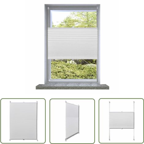 The Living Store Store plissé 60x200 cm Blanc - Store Plissée - Rideau Intérieur - Occultation Lumière - Decoration Intérieure - Stores Vénitiens