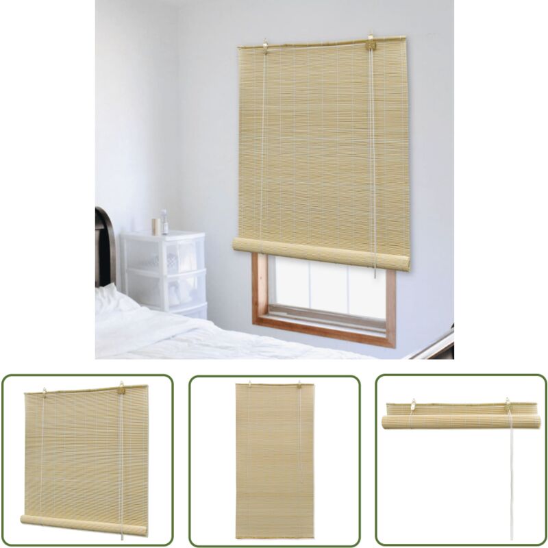 The Living Store - Store roulant en bambou 100 x 220 cm Naturel - Stores Vénitiens - Rideaux En Bambou - Décoration Intérieure - Intimité