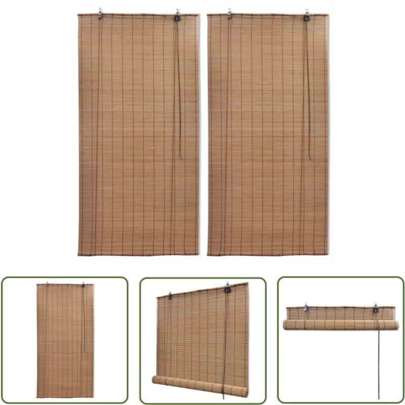 The Living Store - Stores roulants en bambou 2 pcs 100x160 cm Marron - Stores Vénitiens - Stores En Bambou - Décoration Intérieure - Habillage De