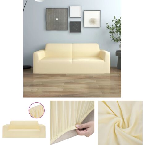 LLING The Living Store Stretch Sofahusse 2-Sitzer Creme Polyester-Jersey - Hussen