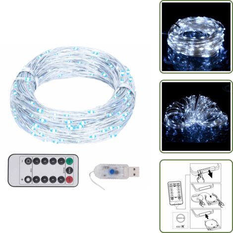 The Living Store Stringa LED con 150 Luci LED Bianco Freddo 15 m - Illuminazione festiva