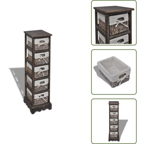 The Living Store Struttura in Legno con 5 Cestini Intrecciati Marrone - Cestini intrecciati