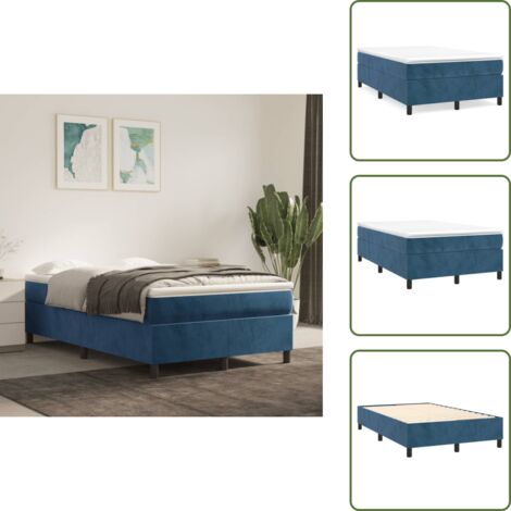 The Living Store Struttura Letto a Rete a Molle Blu Scuro 120x200 cm in Velluto - Materasso letto