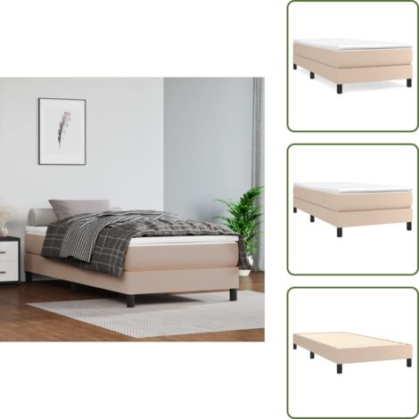 The Living Store Struttura Letto a Rete a Molle Cappuccino 90x190 cm in Similpelle - Materasso a molle