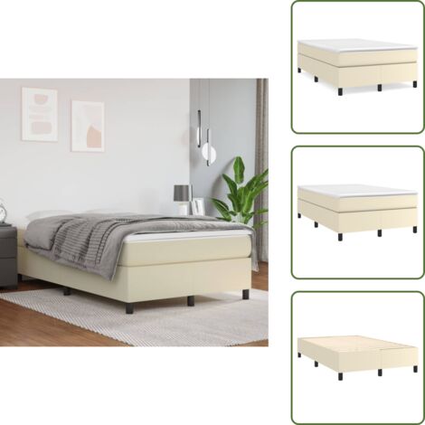 The Living Store Struttura Letto a Rete a Molle Crema 120x200 cm in Similpelle - Materasso a molle