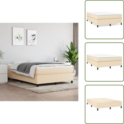 The Living Store Struttura Letto a Rete a Molle Crema 140x190 cm in Tessuto - Letto a molle