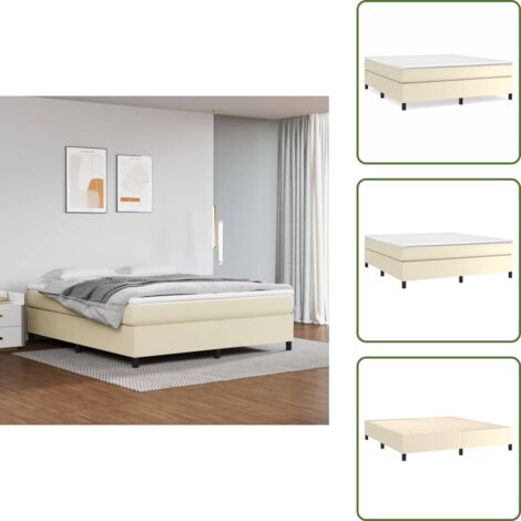 The Living Store Struttura Letto a Rete a Molle Crema 180x200 cm in Similpelle - Materasso a molle