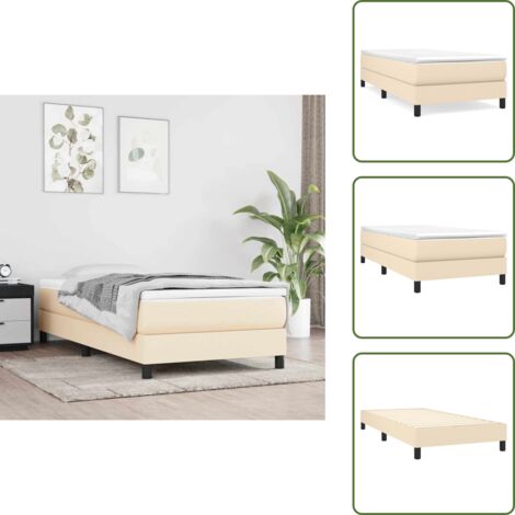 The Living Store Struttura Letto a Rete a Molle Crema 80x200 cm in Tessuto - Letto a molle