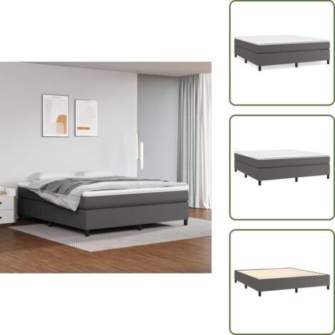 The Living Store Struttura Letto a Rete a Molle Grigio 180x200 cm in Similpelle - Letto a molle grigio
