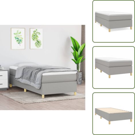 The Living Store Struttura Letto a Rete a Molle Grigio Chiaro 100x200 cm Tessuto - Letto a molle